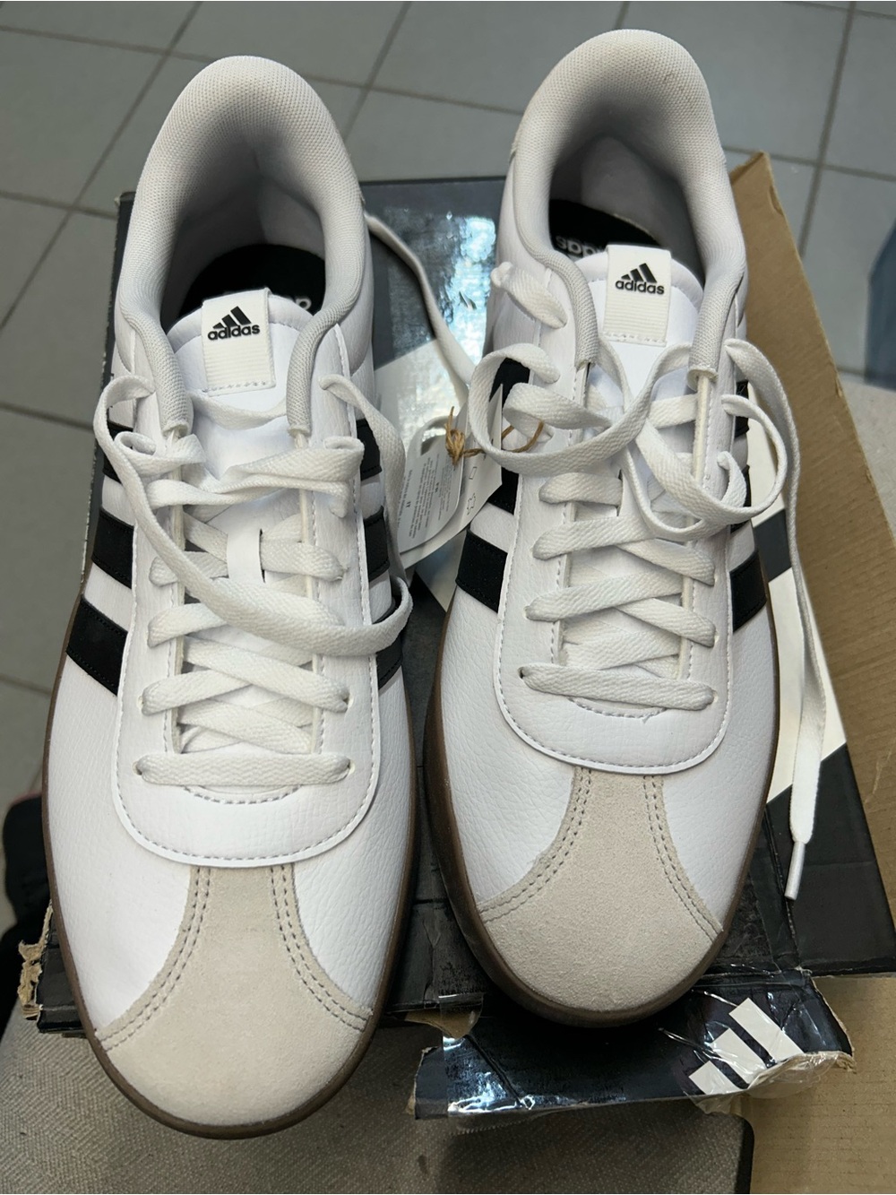 adidas White Black Retro Court Sneakers